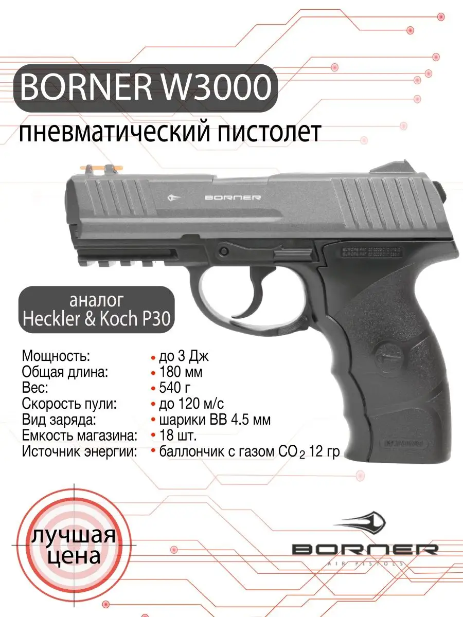 Пневматический пистолет калибр 4,5 мм Borner Air Pistols 40238263 купить в  интернет-магазине Wildberries