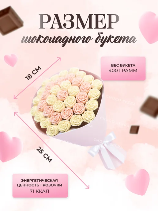CHOCO SFERA Букет из конфет на День рождения 37 шоколадных роз, 37 шт, фото 3