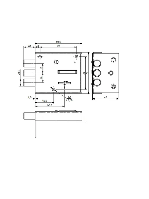 Симеко Замок дверной накладной БИФ-026-1*3, 0261x3, фото 3