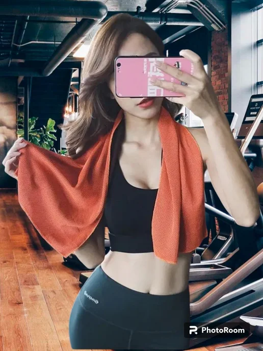 T&D Sport Полотенце спортивное охлаждающее для фитнеса в чехле, оранжевый