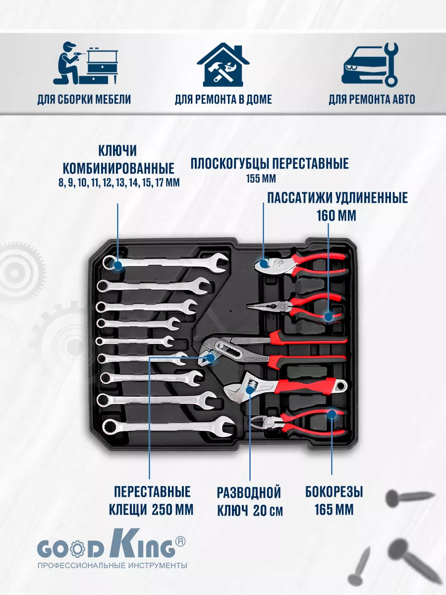 Набор инструментов в чемодане большой 187предметов GOODKING 40548040 купить  за 6 833 ₽ в интернет-магазине Wildberries