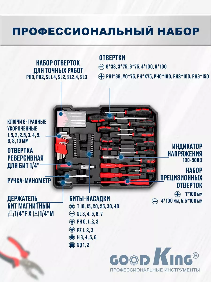 Набор инструментов в чемодане большой 187предметов GOODKING 40548040 купить  за 6 833 ₽ в интернет-магазине Wildberries