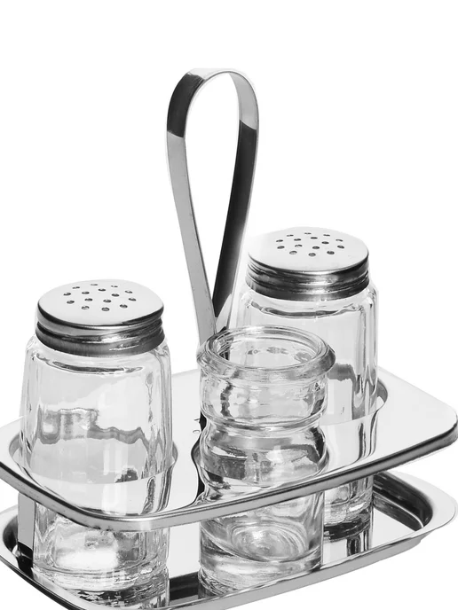 Набор для специй на стол на подставке стекло нержавейка 3 шт - фото 8