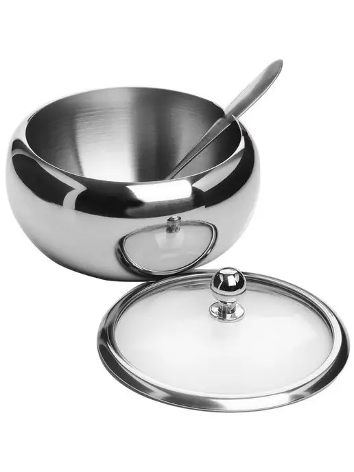 Сахарница с крышкой и ложкой металлическая - фото 7