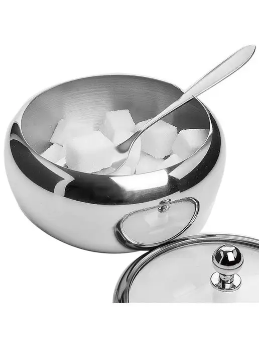 Сахарница с крышкой и ложкой металлическая - фото 8