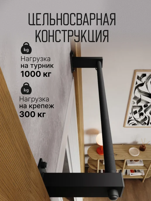 BORABO Турник настенный наддверный "Классик" BLACK, черный, фото 5