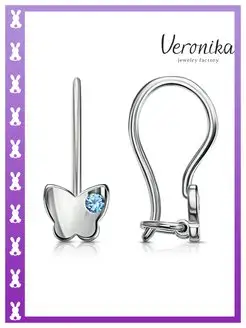 Серьги бабочки серебро Veronika jewelry factory 40672531 купить за 480 ₽ в интернет-магазине Wildberries