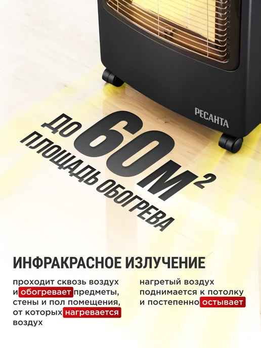 РЕСАНТА Газовый обогреватель инфракрасный ПГ-4200Б, 60кв, 4200 Вт, 4200 Вт, фото 3
