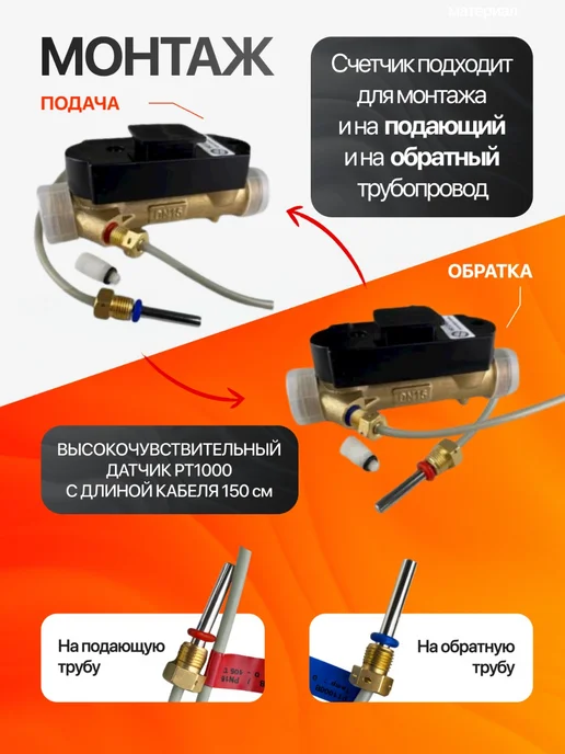 Декаст Метроник Счетчик тепла СТК Марс NEO-15, подающий, Ду-15 мм, с КМЧ, голубой, фото 6