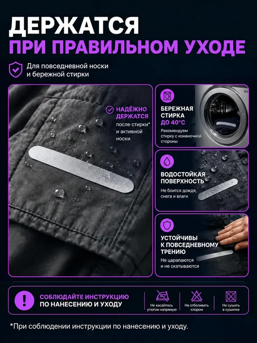 School be Cool Светоотражающие наклейки термонаклейки на одежду серые 5 шт, 5 шт, фото 6