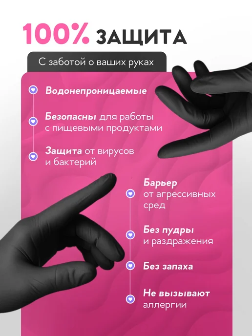 primo Перчатки нитриловые одноразовые 100 штук, черный, фото 6