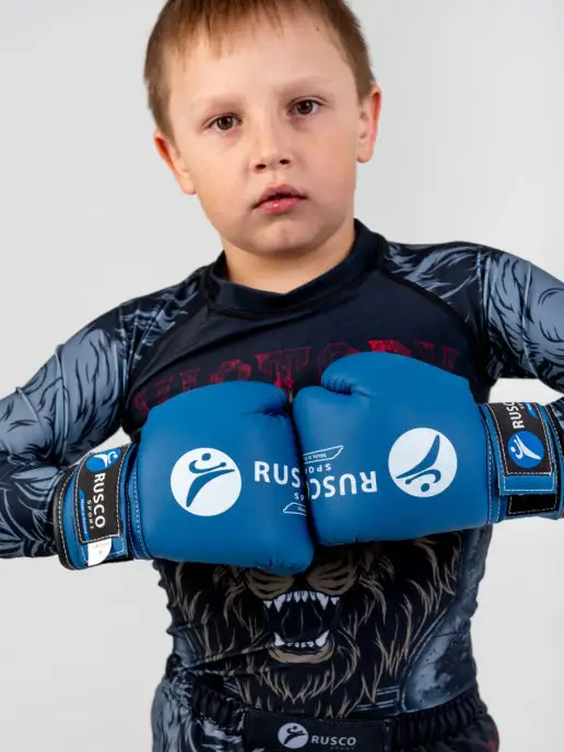 RuscoSport Перчатки боксерские детские для бокса, синий, фото 5
