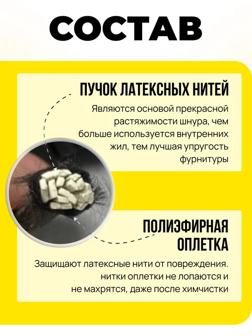 Машина швейной фурнитуры резинка шляпная 3 мм круглая для шитья, черный, фото 3