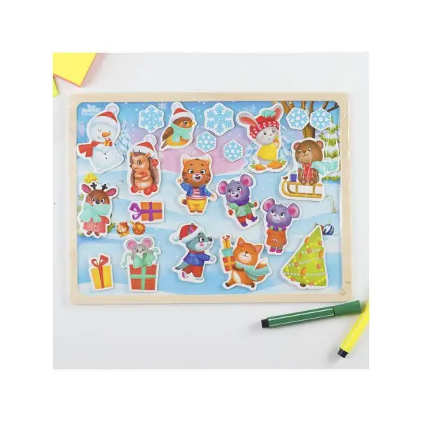Конструктор ,развивающая детская магнитная игра "Праздник в лесу" рамка-вкладыш
