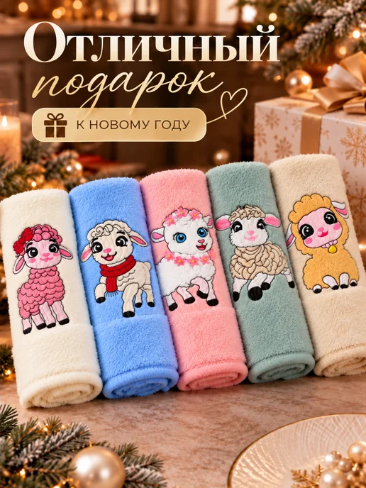 VegaOks Кухонные полотенца подарок Новый год 2027 символ года коза, голубой, фото 7