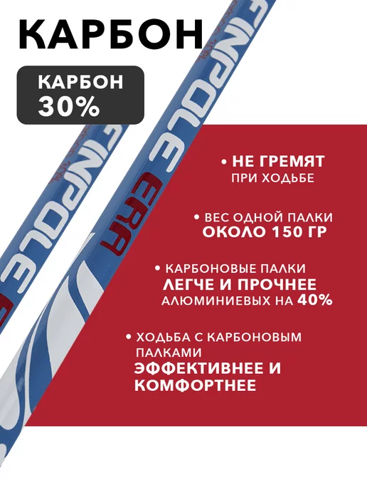 Finpole Палки для скандинавской ходьбы, карбоновые, цельные ER, серый, фото 3