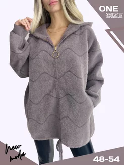 Кофта теплая оверсайз на молнии с капюшоном зипка New Moda 41230672 купить за 3 494 ₽ в интернет-магазине Wildberries