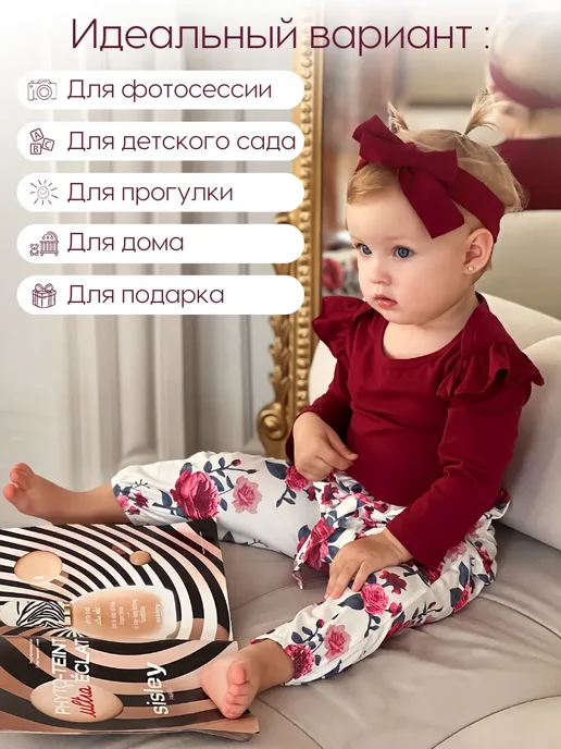 Micromoda kids luxury Костюм для девочки нарядный с повязкой на голову, красный, фото 3
