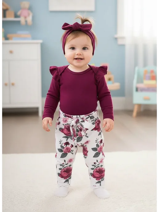 Micromoda kids luxury Костюм для девочки нарядный с повязкой на голову, красный, фото 8