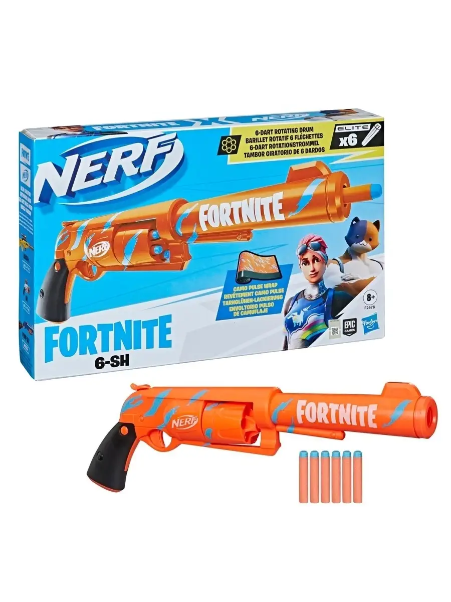 Набор игровой Бластер Револьвер Nerf Фортнайт Fortnite 6-SH F2678 NERF  41284508 купить за 4 757 ₽ в интернет-магазине Wildberries