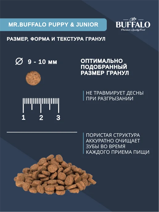 Сухой корм Mr.BUFFALO Мистер Баффало для собак, щенки, индейка, 2 кг, фото 6