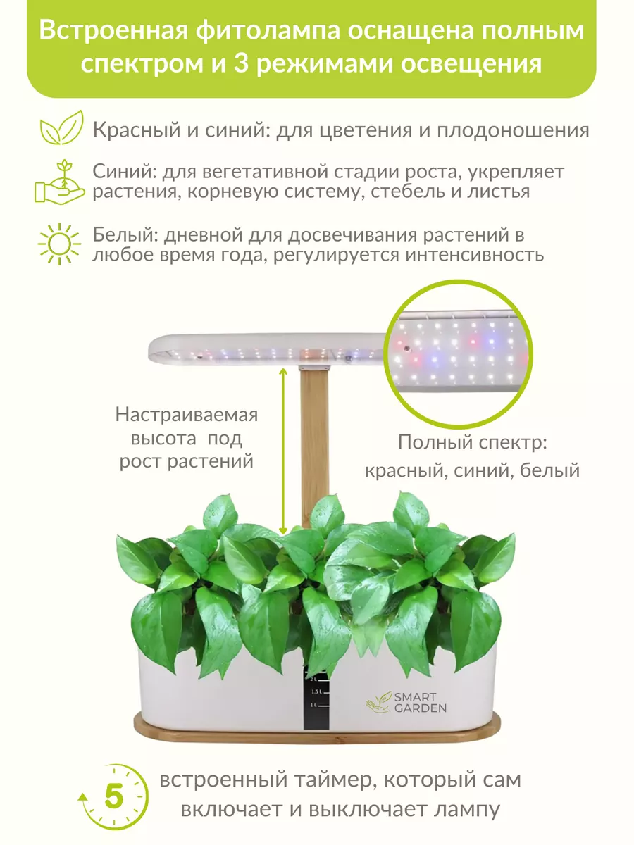 Умный сад для проращивания микрозелени, фитолампа Smart Garden 41387502  купить за 6 682 ₽ в интернет-магазине Wildberries