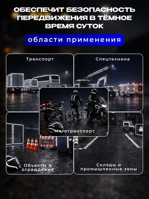 Светоотражающая лента самоклеящаяся красная 5 см х 3 м, белый, фото 2