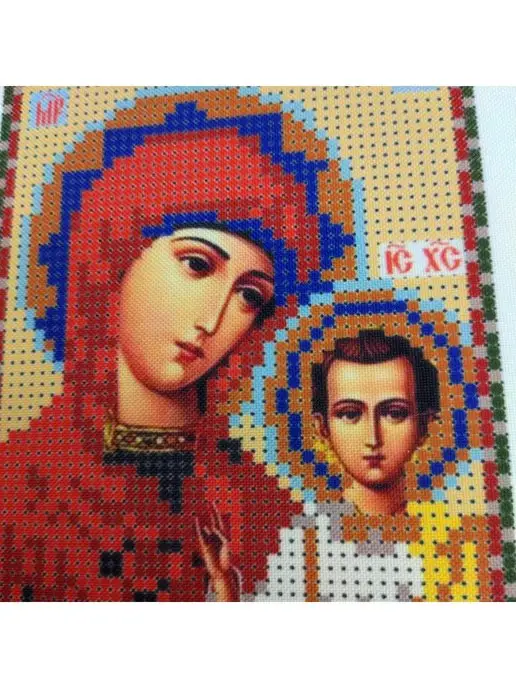 Яблочный Спас Основа для вышивания вышивки икона Богородица Казанская, вариант, фото 2