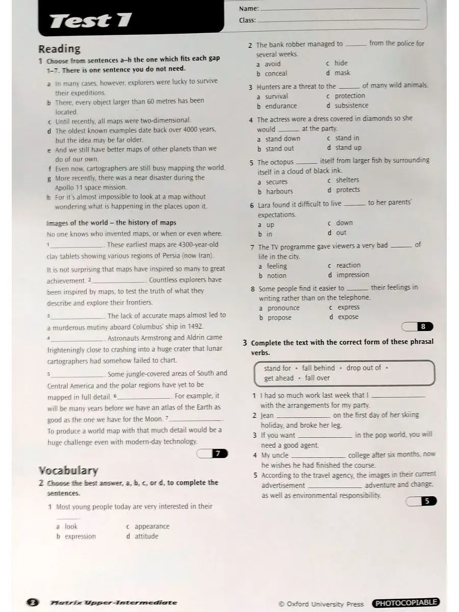 Matrix Upper-Intermediate Tests