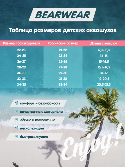 BearWear Аквасоки детские Коралловые тапочки Коралки для моря Аквашуз, голубой, фото 4