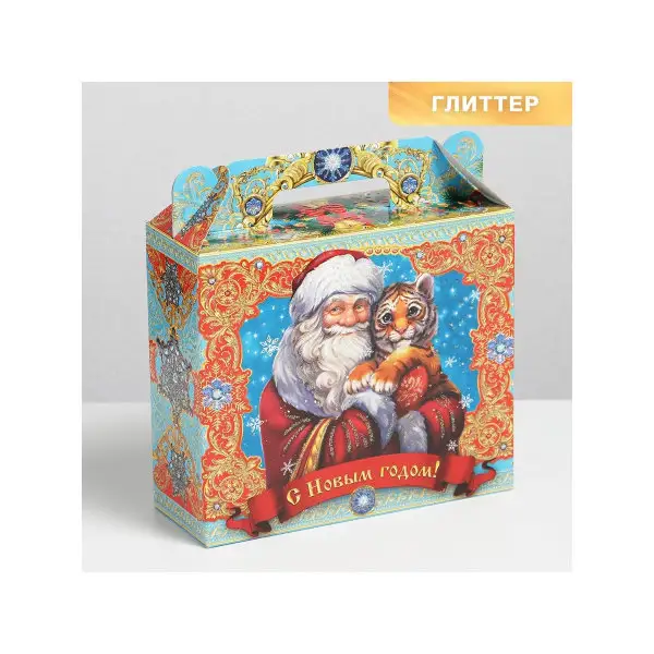 Подарочная новогодняя коробка для конфет и сладостей,сундук