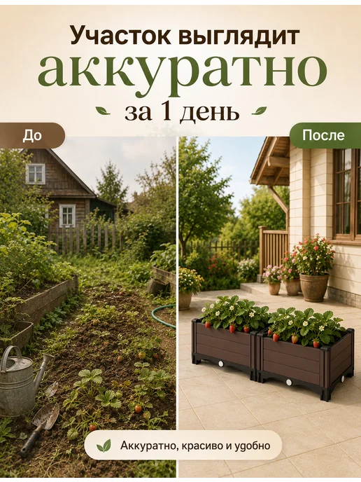 SABURG Грядка разборная 25 л, 2 секции, ящик для рассады, 25 л, фото 8