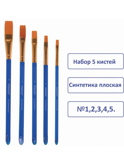 Пифагор Школьные кисти, набор 5 шт, синтетика, 5 шт, фото 2