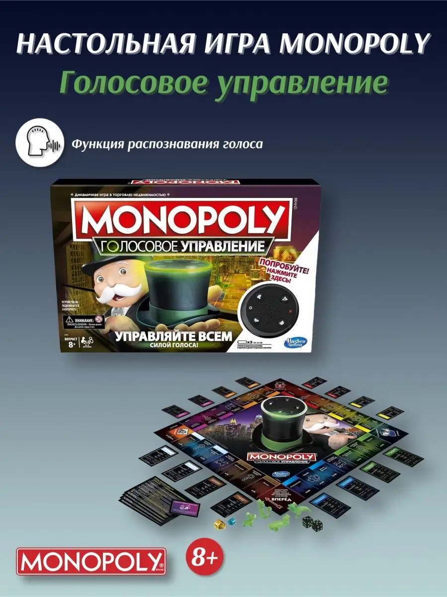 Игра настольная Монополия голосовое управление E4816121 MONOPOLY 41667574  купить в интернет-магазине Wildberries