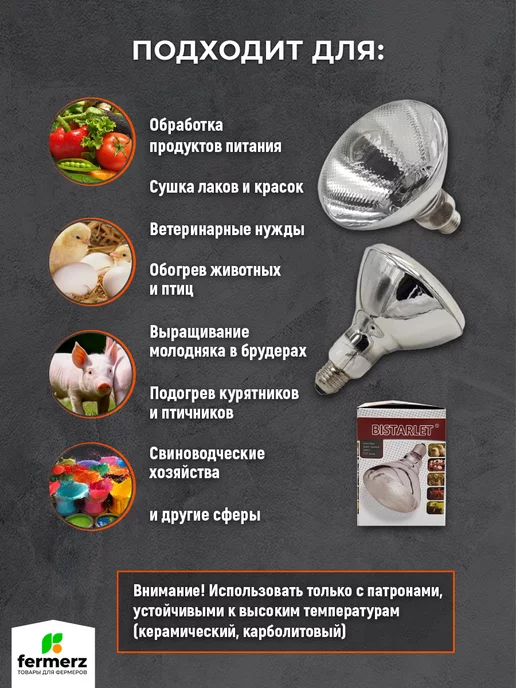 FermerZ Лампа для обогрева ThermoPro BR38 100W прозрачное стекло, 100 Вт, фото 2