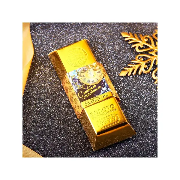 Шоколадные слитки С новым счастьем, 60 г / Сладкий подарок / Новый год 2022 / Подарочный набор