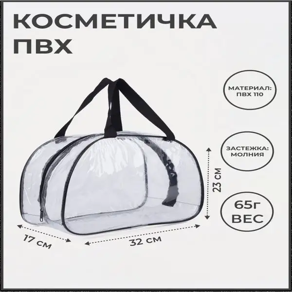 Косметичка ПВХ дорожная на молнии