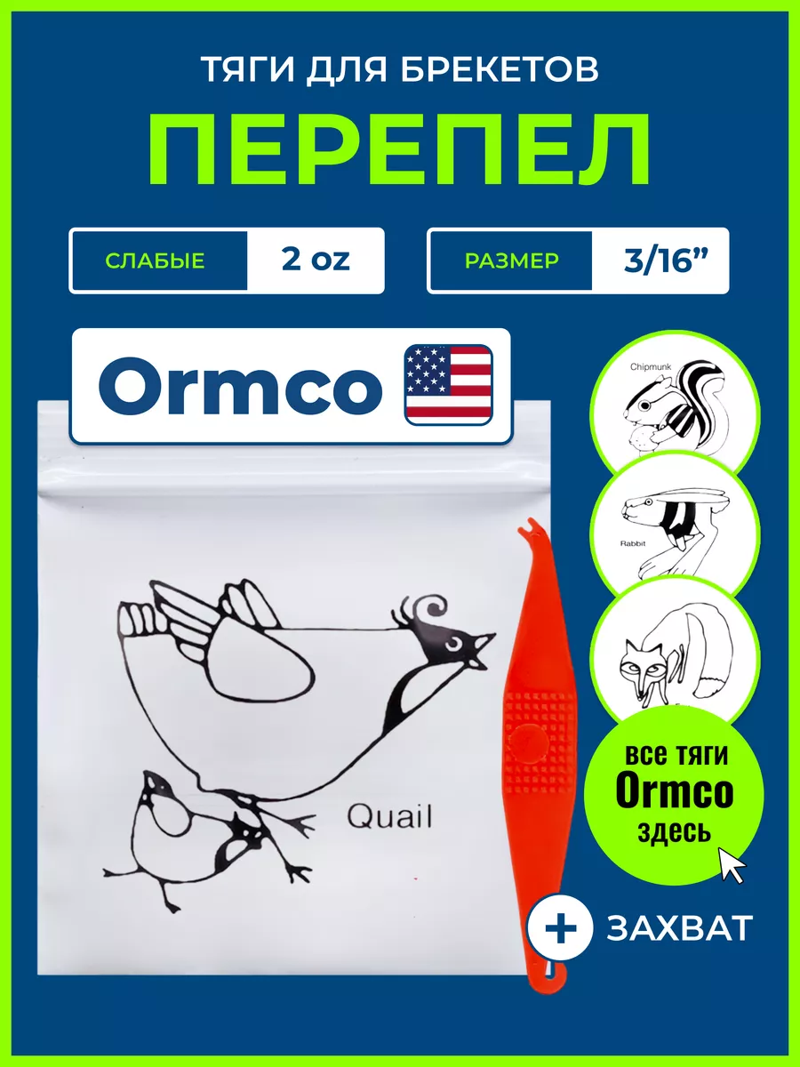 Резинки для брекетов Перепел, ортодонтические тяги Ormco 41835004 купить за  393 ₽ в интернет-магазине Wildberries