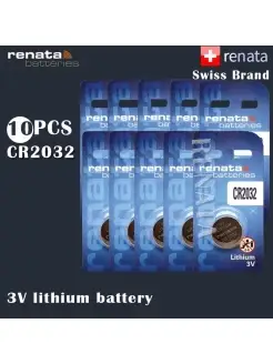 Батарейки литиевые дисковые таблетки CR2032 Lithium 10 шт Renata 41957319 купить за 658 ₽ в интернет-магазине Wildberries