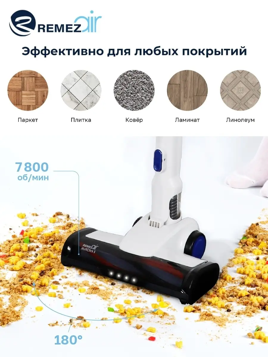 Вертикальный беспроводной пылесос для дома REMEZ air REMEZair 42059263  купить в интернет-магазине Wildberries