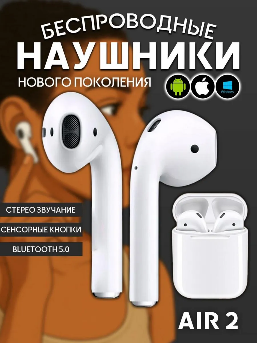 Беспроводные блютуз наушники с микрофоном для iphone андроид