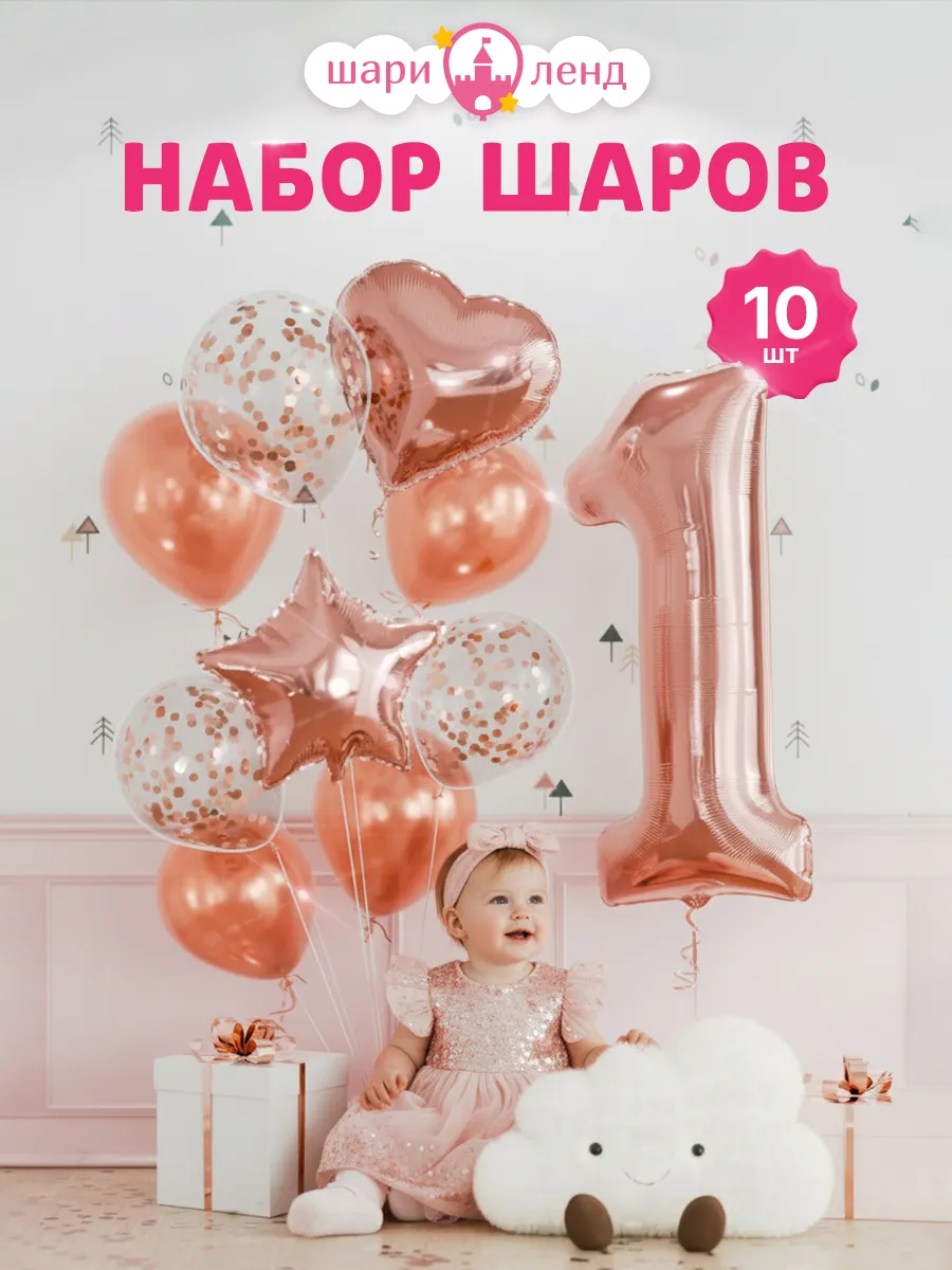 Шарики воздушные фольгированная цифра 1 на годик