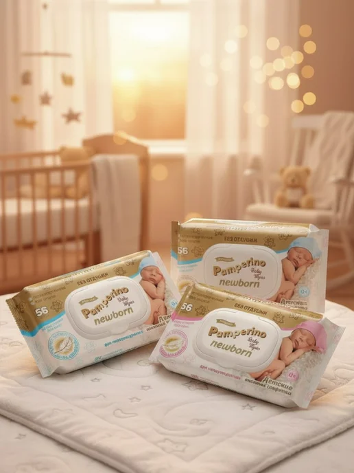PAMPERINO Влажные салфетки для новорожденных, детские 3 уп. 168 шт, 168 шт, фото 2