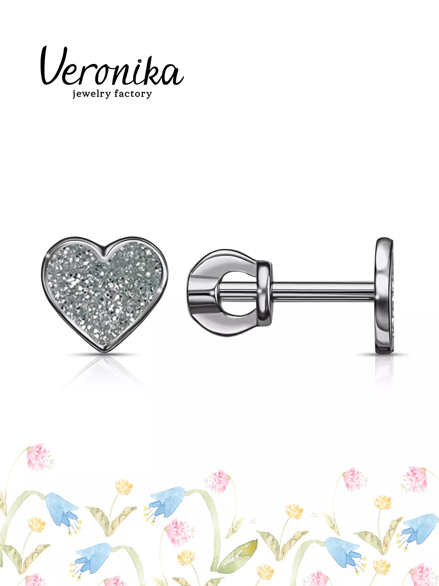 Veronika jewelry factory Серьги сердечки сердца серебро 925