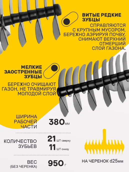 Урожайная сотка Грабли садовые металлические двухсторонние без черенка, черный, фото 2