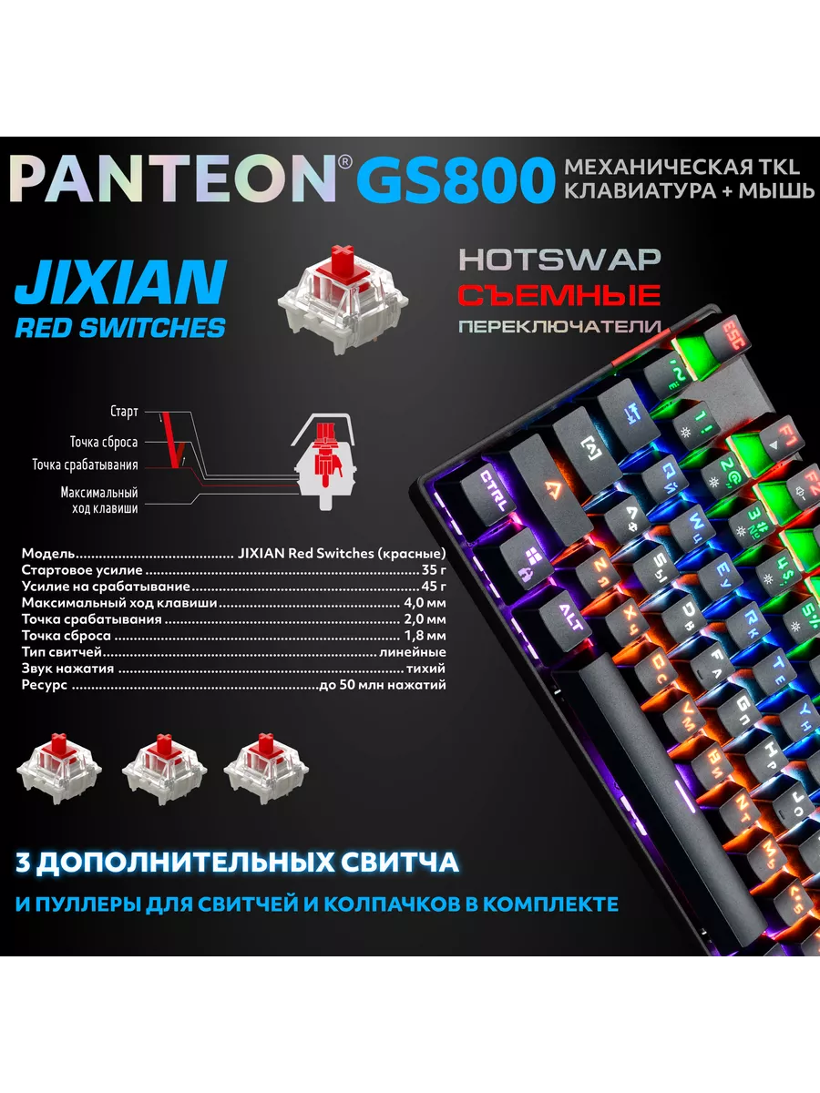 Механическая клавиатура и мышь PANTEON GS800 JETACCESS 42525926 купить в  интернет-магазине Wildberries