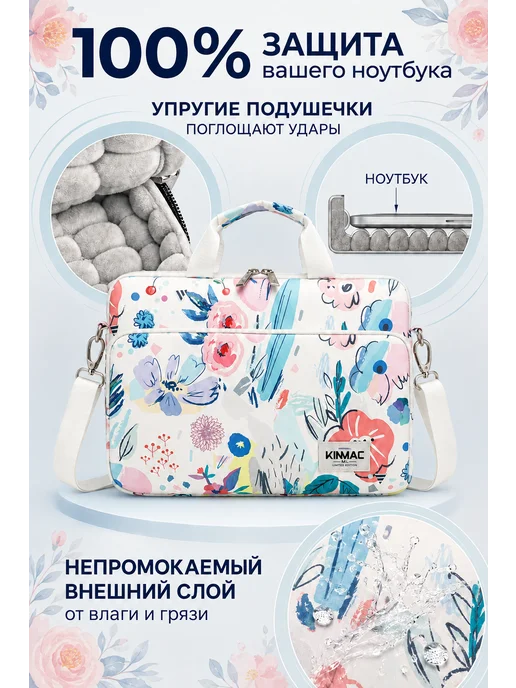 KINMAC Cумка для ноутбука 15.6 дюймов и документов, голубой, фото 2