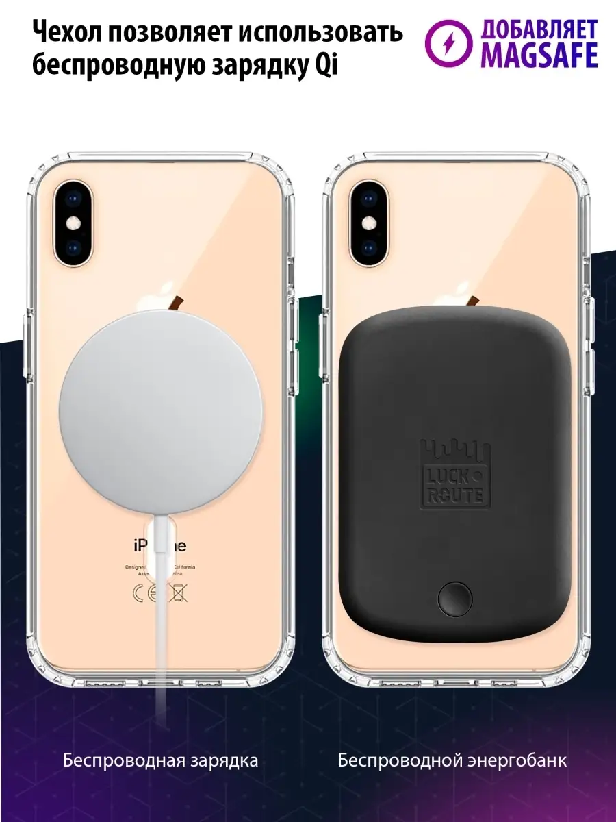 Чехол на iPhone X/XS прозрачный с поддержкой MagSafe Luckroute 42602789  купить за 479 ₽ в интернет-магазине Wildberries