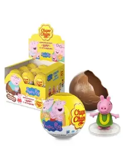 Шоколадный шар Чупа Чупс с игрушкой Пеппа Пиг 18 шт по 20 г Chupa