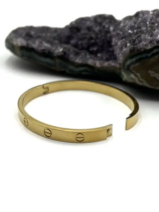dari accessory Браслет стальной жесткий на защелке, желтый, фото 4